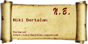 Niki Bertalan névjegykártya